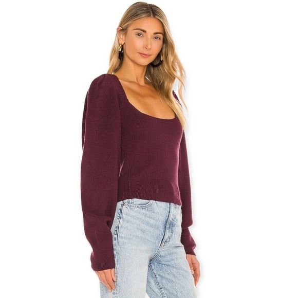 Free People Saffron Sweater Pomegranate Wine - Picture 2 of 5